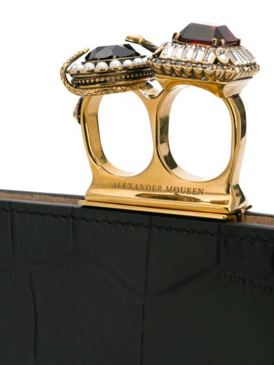 Shop Alexander Mcqueen Double Ring Clutch In Black