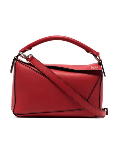 Shop Loewe Small Puzzle Shoulder Bag In Red