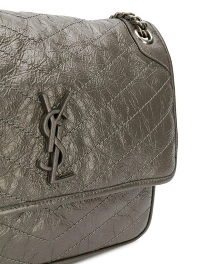Shop Saint Laurent Small Niki Crinkled Vintage Leather Shoulder Bag In 1528 Grey