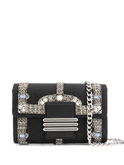 Shop Etro Embellished Rainbow Shoulder Bag In Black