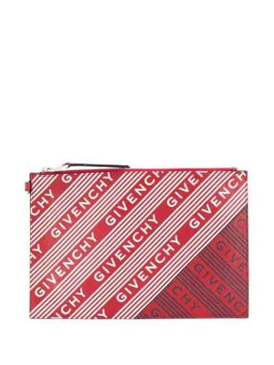 Shop Givenchy All Over Logo Print Clutch In Red