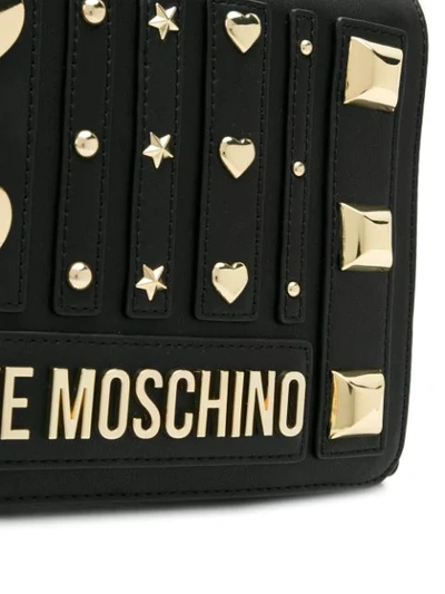 Shop Love Moschino Studded Cross Body Bag In 000 Nero