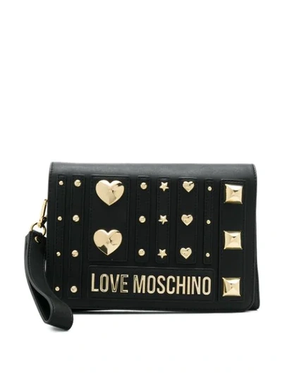 Shop Love Moschino Studded Cross Body Bag In 000 Nero