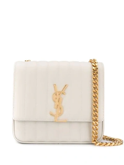 Shop Saint Laurent Vicky Shoulder Bag In Neutrals