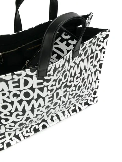 Shop Comme Des Garçons Logo Print Tote Bag In Black