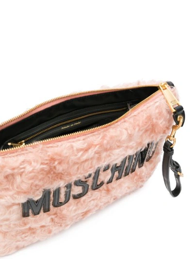 Shop Moschino Medium Logo Textured Pouch - Pink