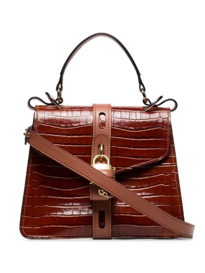 Chloé Chloe Small Rubberized Shoulder Bag Nile Leather 2way Brown