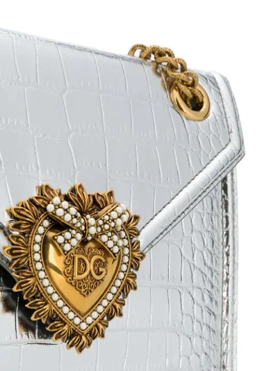 Shop Dolce & Gabbana Devotion Crossbody Bag In Silver