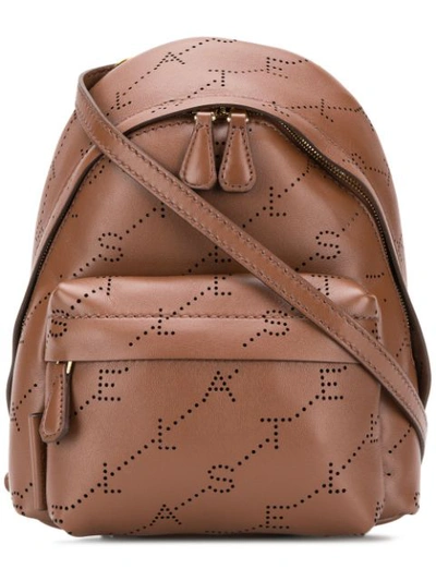 Shop Stella Mccartney Logo Mini Backpack In Brown