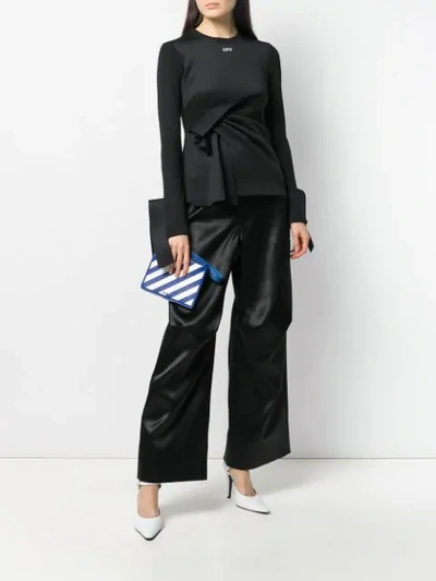 Shop Off-white Diagonal Stripe Clutch In Blue