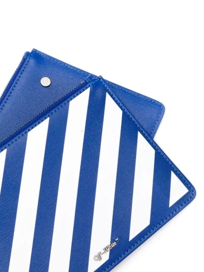 Shop Off-white Diagonal Stripe Clutch In Blue