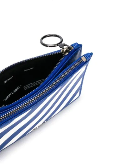 Shop Off-white Diagonal Stripe Clutch In Blue