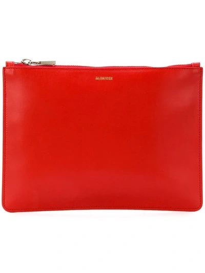 Shop Jil Sander Logo Clutch Bag In Red