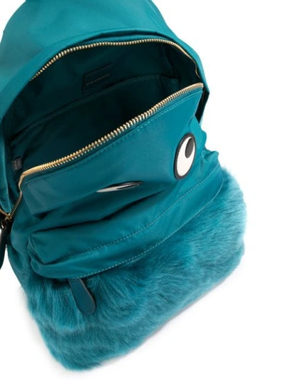 Shop Anya Hindmarch Eye Shearling Backpack In Blue