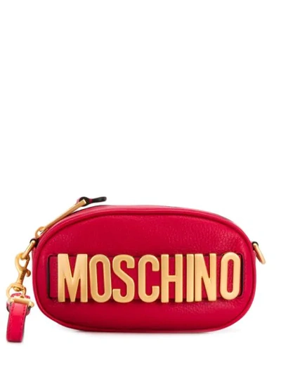 Shop Moschino Oversized Logo Belt Bag In Red