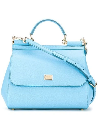 Shop Dolce & Gabbana Medium Sicily Shoulder Bag In Blue
