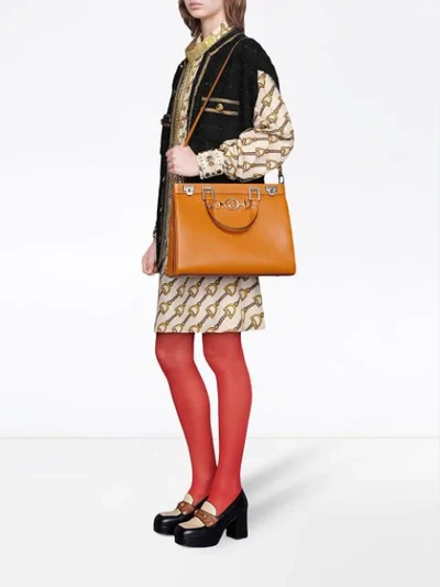 Shop Gucci Zumi Medium Top Handle Bag In Yellow