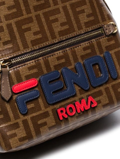 Shop Fendi Light Brown Mania Mini Backpack In Neutrals ,blue