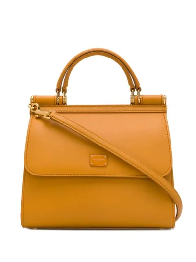Shop Dolce & Gabbana Small Sicily Tote In Yellow