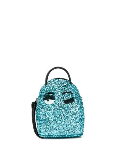 Shop Chiara Ferragni Glitter Flirting Backpack In Blue