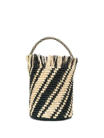 Shop Sensi Studio Striped Bucket Bag In Neutrals