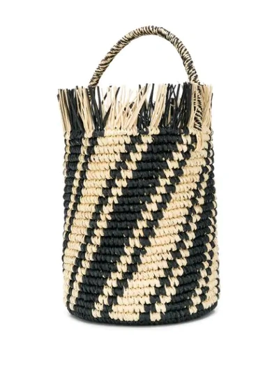 Shop Sensi Studio Striped Bucket Bag In Neutrals