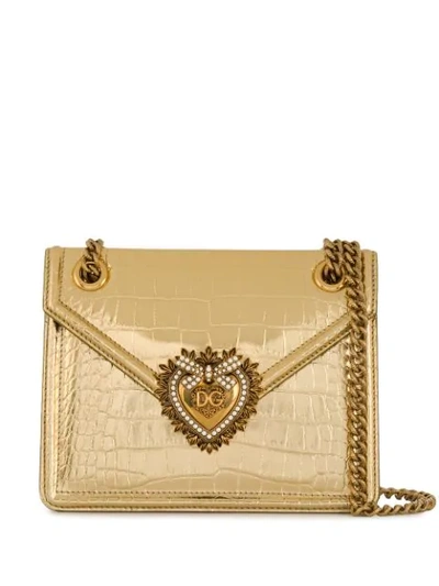 Shop Dolce & Gabbana Devotion Crossbody Bag In Gold