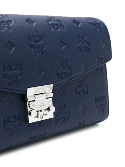 Shop Mcm Logo Embossed Crossbody Bag In Va001 Charcoa