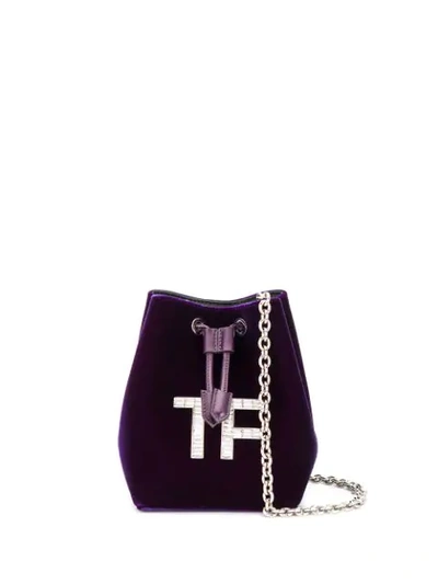 Shop Tom Ford Small Tf Velvet Bucket Bag In Purple