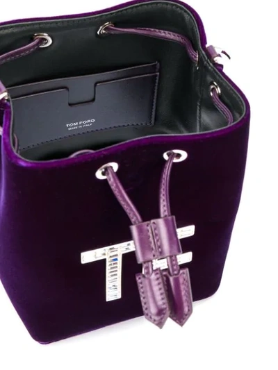 Shop Tom Ford Small Tf Velvet Bucket Bag In Purple