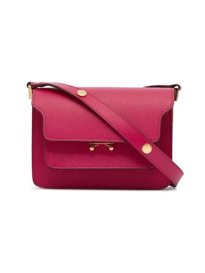 Shop Marni Pink Small Trunk Leather Shoulder Bag