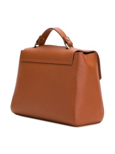 Shop Orciani Pebbled Foldover Top Shoulder Bag In Brown