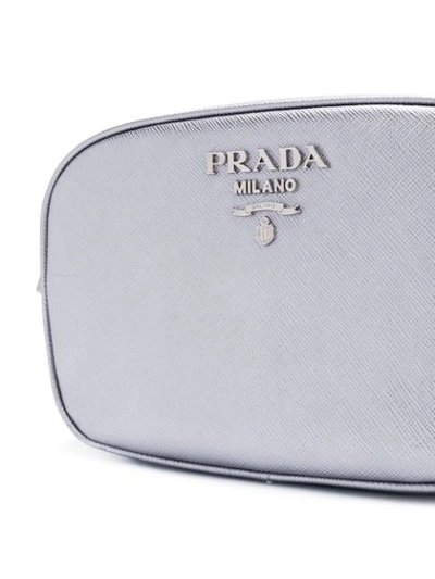 Shop Prada Saffiano Crossbody Bag - Metallic
