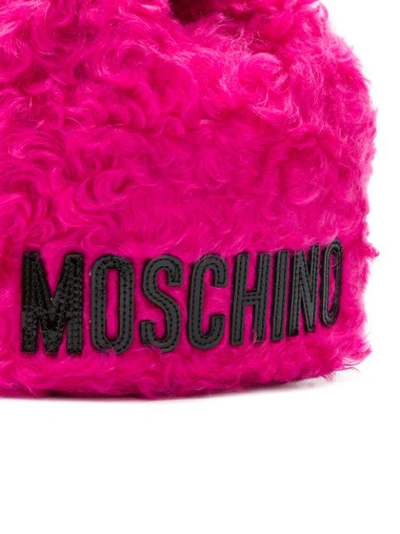 Shop Moschino Furry Drawstring Bag - Pink