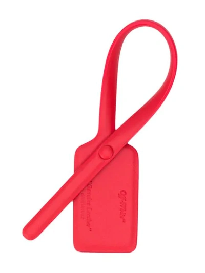 Shop Off-white Leather Luggage Tag In Red