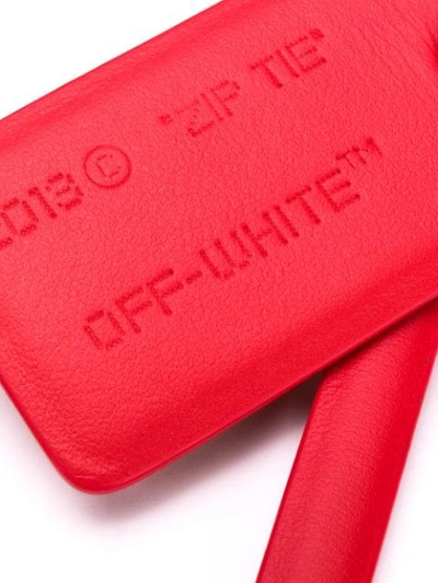 Shop Off-white Leather Luggage Tag In Red