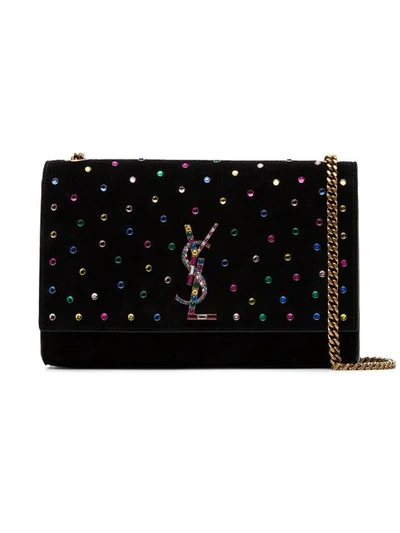 Black Kate jewel studded suede bag