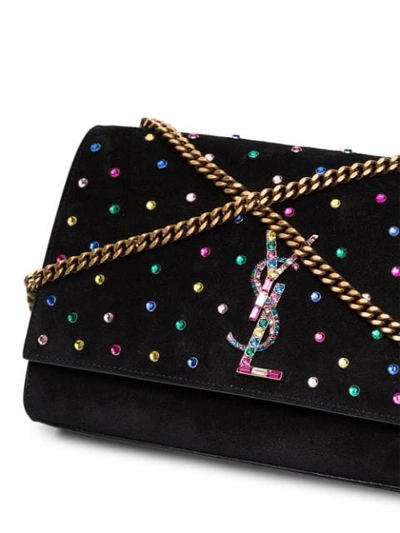 Black Kate jewel studded suede bag