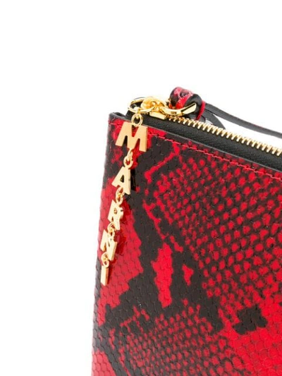 MARNI PYTHON-EFFECT LEATHER CLUTCH BAG - 红色