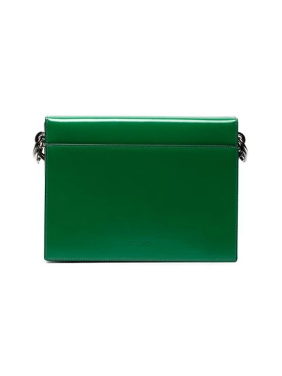 Shop Marni Green Caddy Leather Shoulder Bag