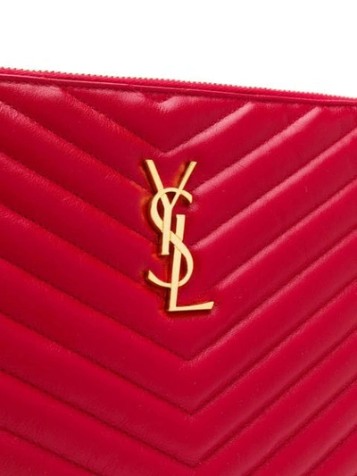 Shop Saint Laurent Monogram Clutch Bag In Red