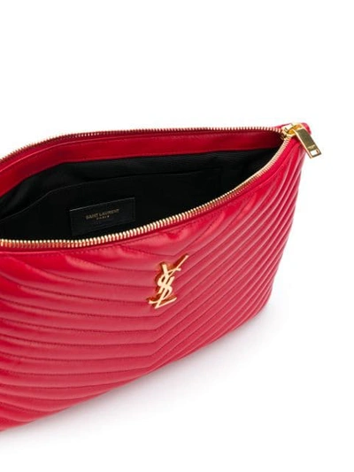 Shop Saint Laurent Monogram Clutch Bag In Red