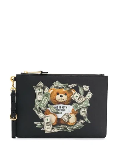 Moschino Dollar Teddy Bear Clutch In White ModeSens