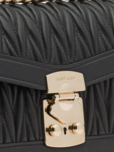 Shop Miu Miu Black Matelassé Leather Shoulder Bag