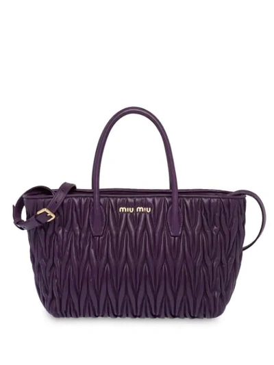 Miu Miu Matelassé Tote Bag In Purple | ModeSens