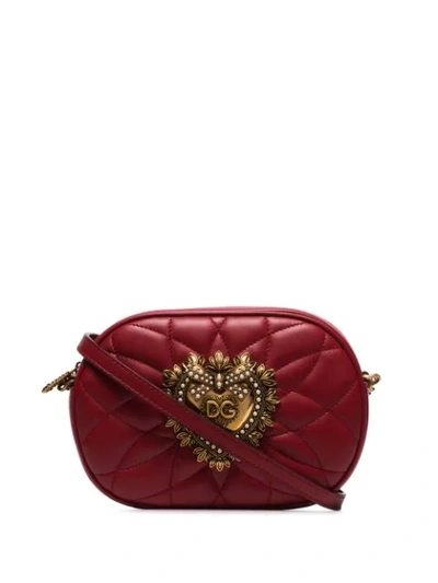 Shop Dolce & Gabbana Devotion Quilted Crossbody Bag In Red