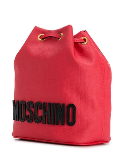 Shop Moschino Roman Gladiator Teddy Bucket Bag In Red