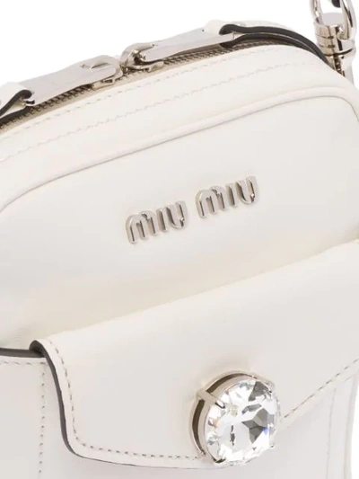 Shop Miu Miu Crystal Bandoleer Bag In White