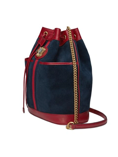 Shop Gucci Rajah Medium Bucket Bag - Blue