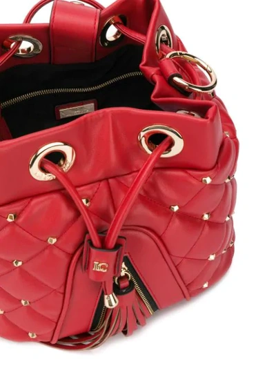 Shop La Carrie Diamond Quilt Bucket Bag In Red